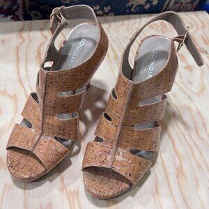 Donald J Pliner Haddi cork wedge sandals, size 7M